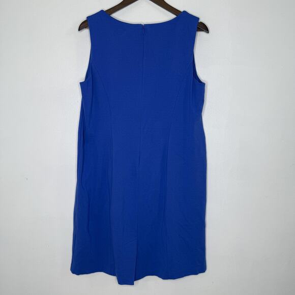 Talbots Dress Womens 14WP Blue Sheath Sleeveless Lined Notch Neck Work Office - Picture 5 of 7